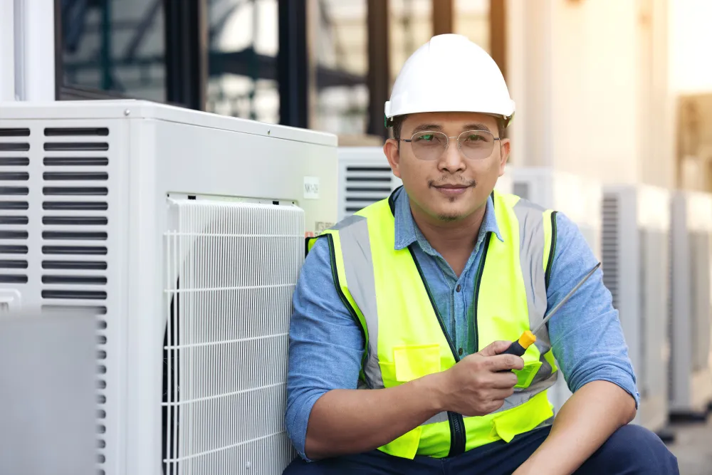 Residential Aircon Servicer sit on aircon